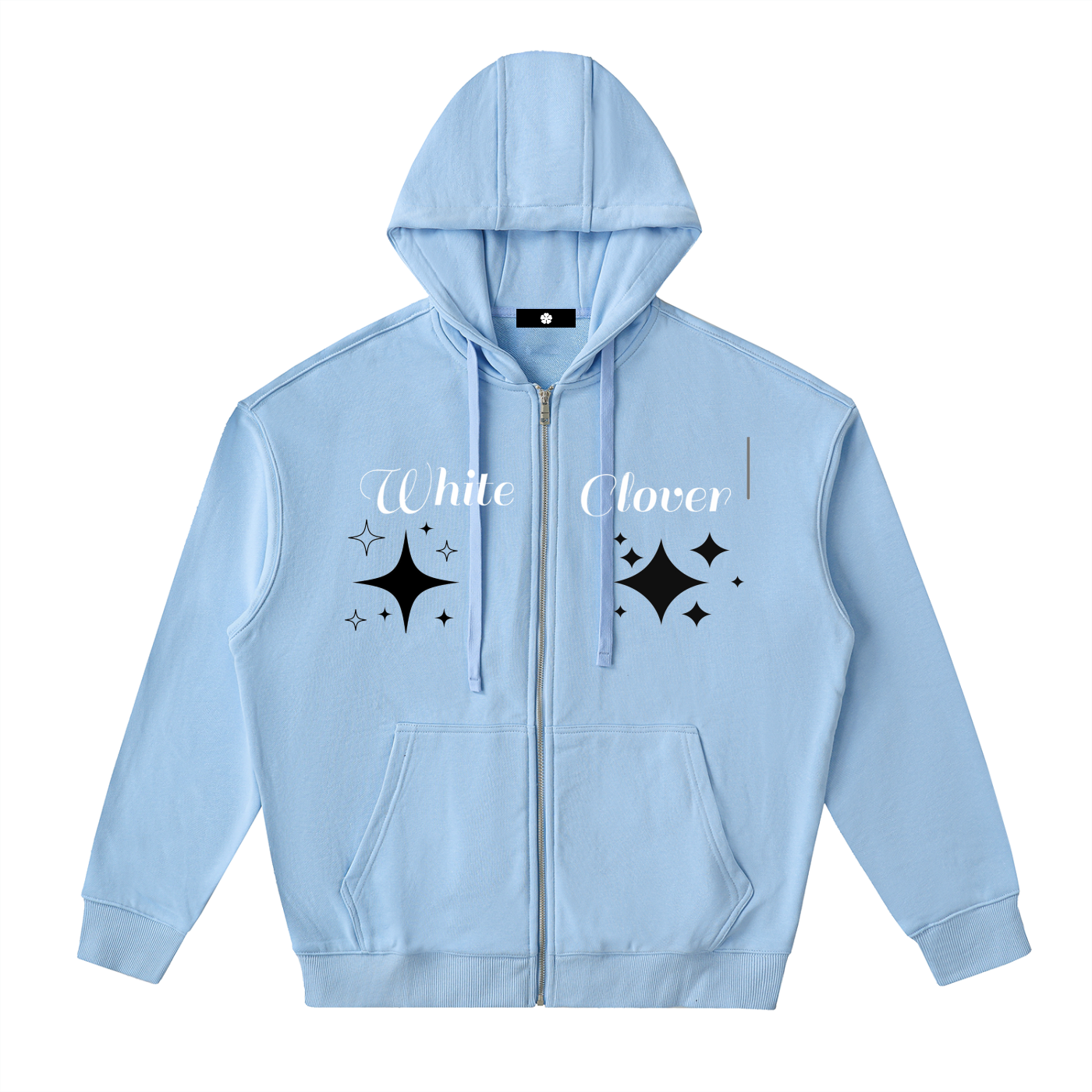 White Clover ( Black Star) Zip Up Hoodie