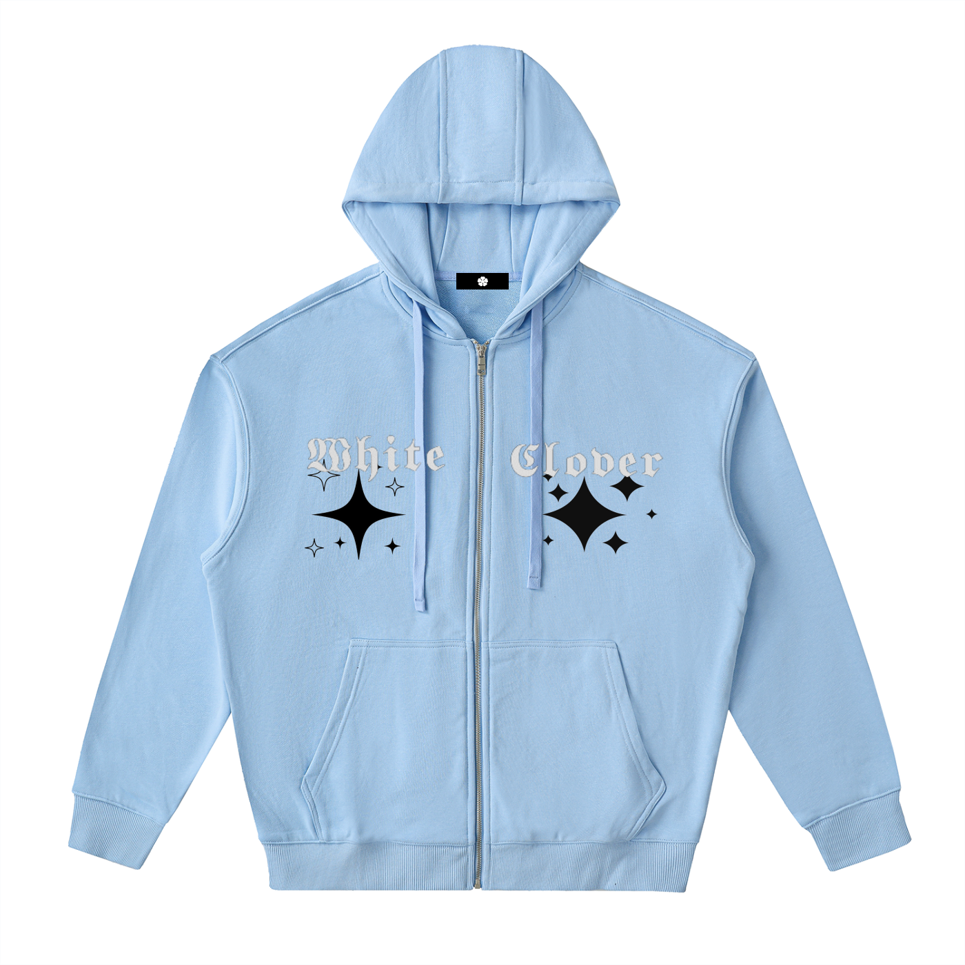 White Clover ( Black Star) Zip Up Hoodie