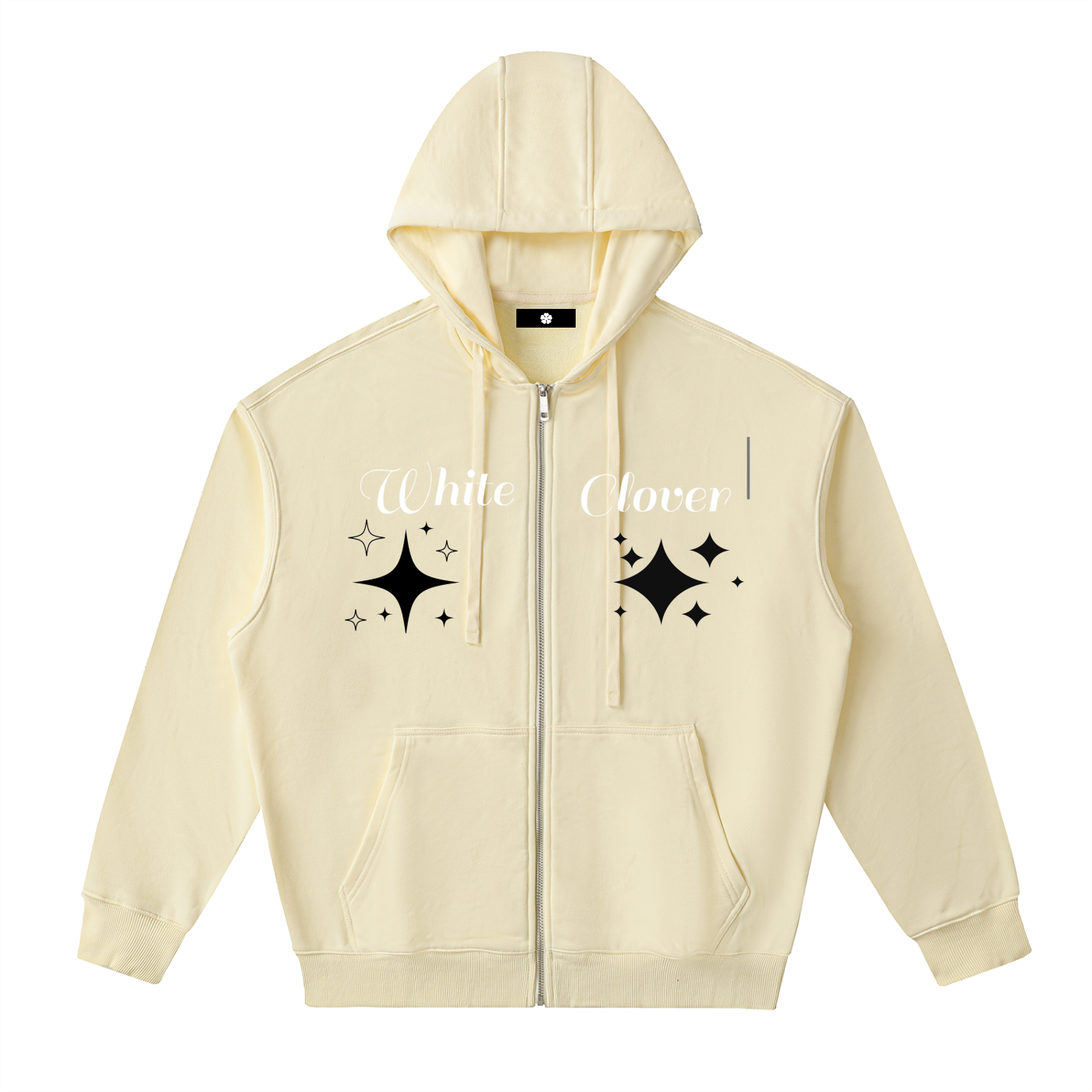 White Clover ( Black Star) Zip Up Hoodie