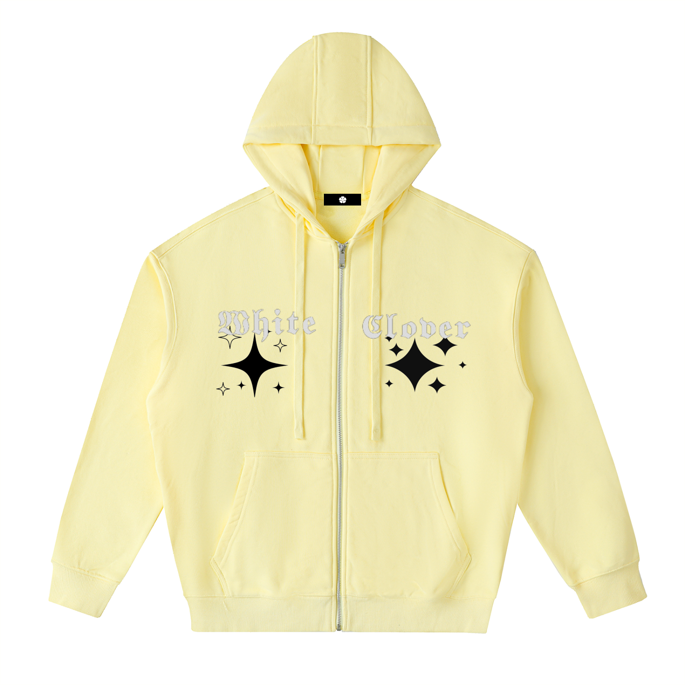 White Clover ( Black Star) Zip Up Hoodie