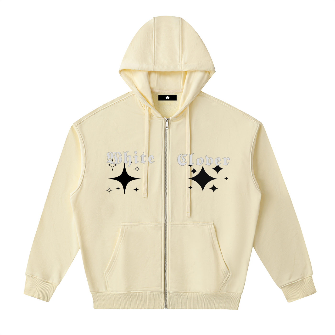 White Clover ( Black Star) Zip Up Hoodie