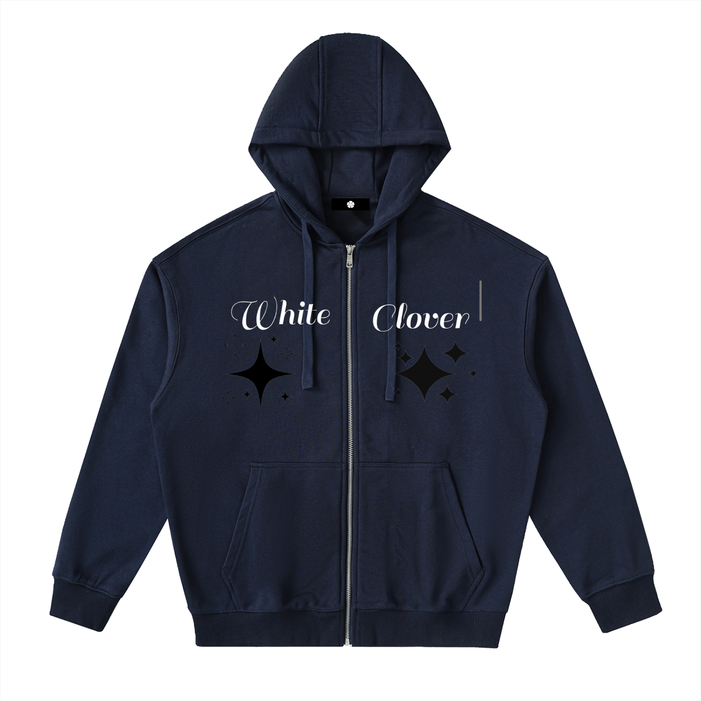 White Clover ( Black Star) Zip Up Hoodie