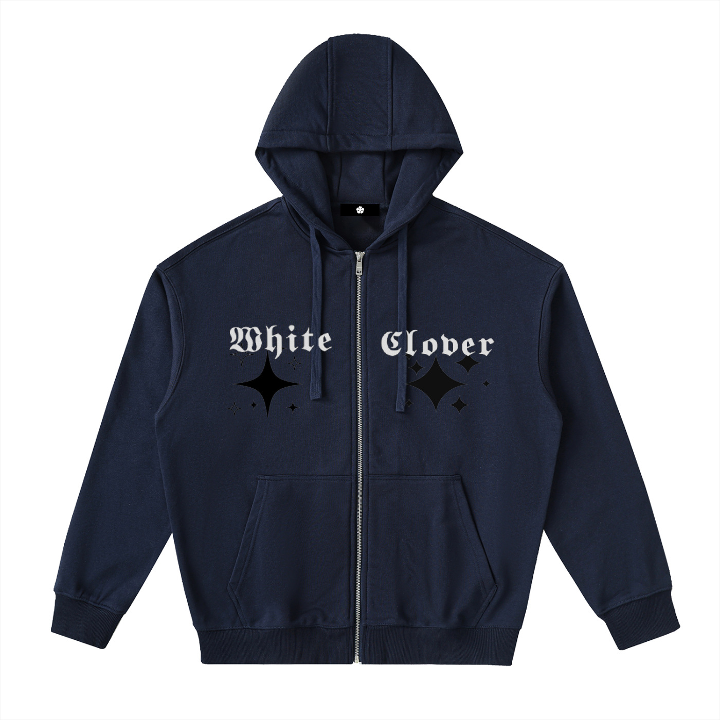 White Clover ( Black Star) Zip Up Hoodie