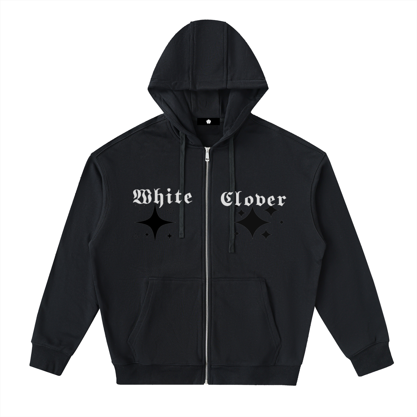 White Clover ( Black Star) Zip Up Hoodie